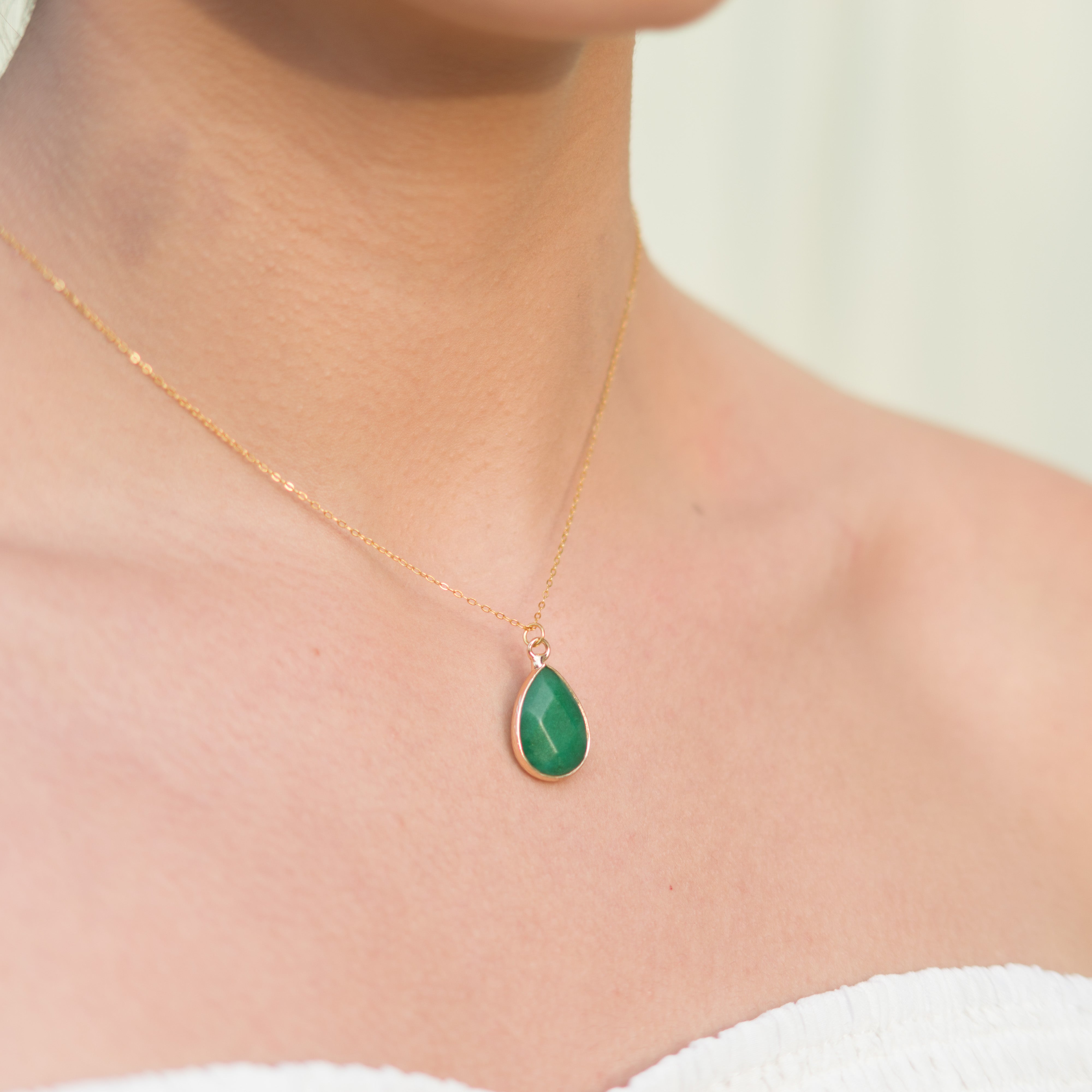 Green Aventurine Teardrop Necklace