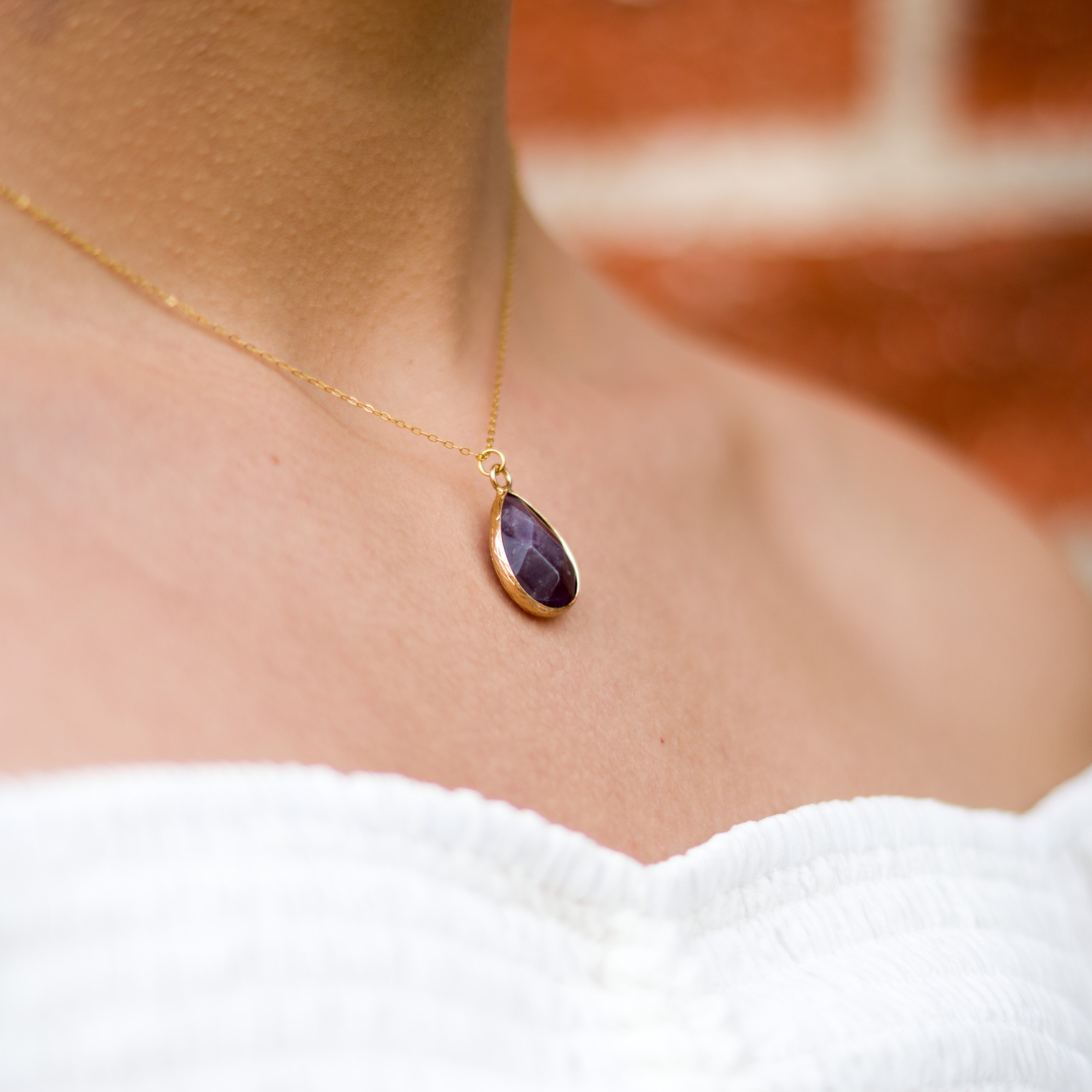 Amethyst Teardrop Necklace